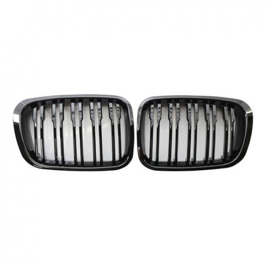 2PCS Gloss Front Twin Bar Grille Grill For BMW 3 Series E46 1999-2001 4 Door US