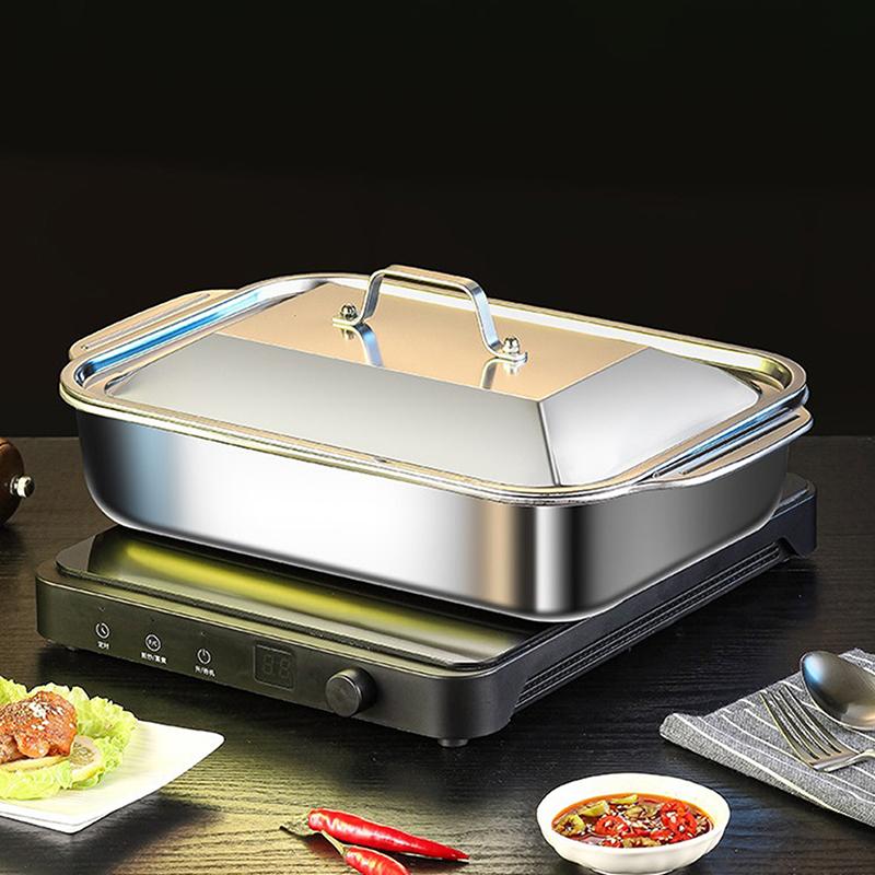 Stainless Steel Baking Pan With Lids Deep Dish For Fish/Pasta/Grilling Oven & Dishwasher Safe Cookware