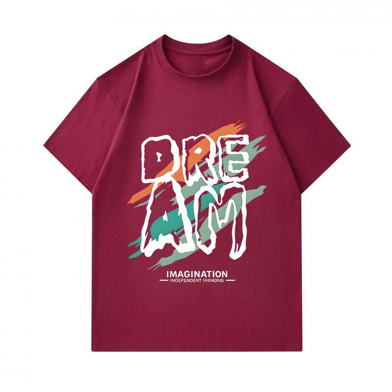 Men's 100% Cotton Crew Neck Short Sleeve T-Shirt, Dream Imagination Independent Thinking Art Printed Casual Comfortable Lightweight Daily Wear Tee for