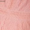 ZANZEA Women Casual Round Neck Flare Sleeve Elegant Lace Patchwork Long Dress