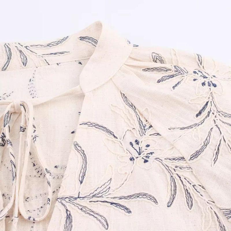 Jnleaog Autumn New Women Clothes Western Style French Style Design Loose Embroidered Single-Breasted Leisure Shirts