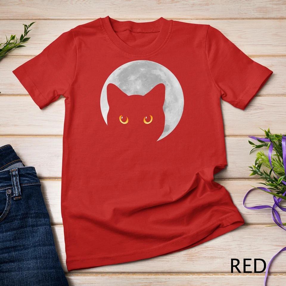 Black Cat Yellow Eyes Cats Moon T-Shirt Unisex T-shirt 9 2XL