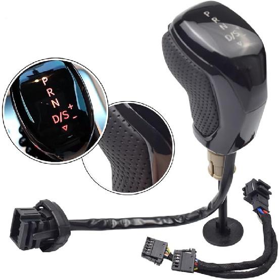 LHD Automatic LED Electronic Shift Knob Black with Holes for Volk-s-wagen Golf 7 Passat B8 Tiguan MK2 Jetta MK5 MK6 Seat (Red-with Holes)