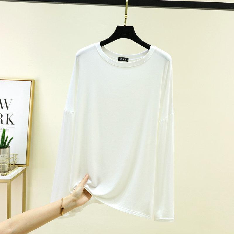 Summer Women's Batwing Long Sleeve T-Shirt Thin O Neck Loose Fit Tshirts Air Conditioner Shirt Casual Sun Protection Tee Tops