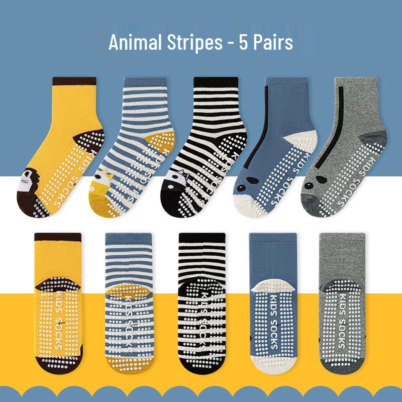 Trendy Anti-slip Mid-calf Socks for Men, Women, and Children - Ideal for Home, Indoor, Sports, and Trampoline Activities