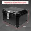 45L Motorcycle Trunk Helmet Box Universal Motorbike Top Case ABS Tail Box Rear Luggage Case Waterproof Toolbox With Safe Lock