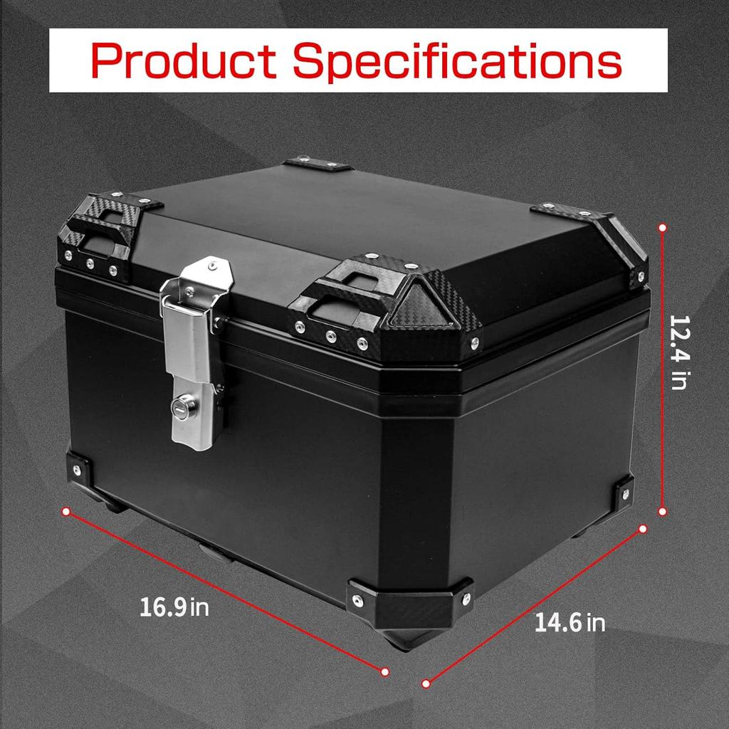 45L Motorcycle Trunk Helmet Box Universal Motorbike Top Case ABS Tail Box Rear Luggage Case Waterproof Toolbox With Safe Lock
