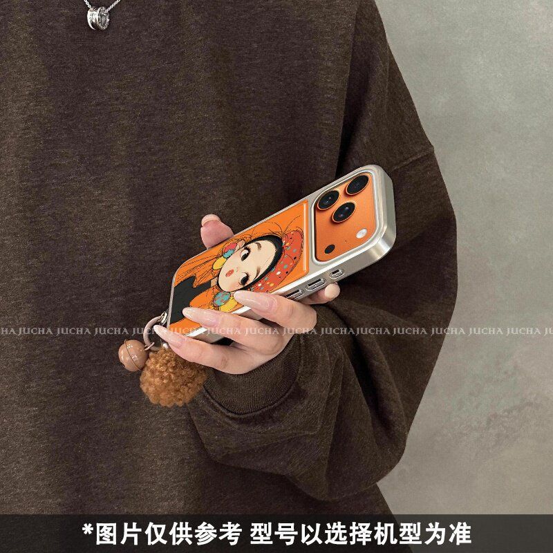 Applicable to hat girl iphone17 mobile phone case with lanyard niche apple 16promax design sense 15 anti-drop