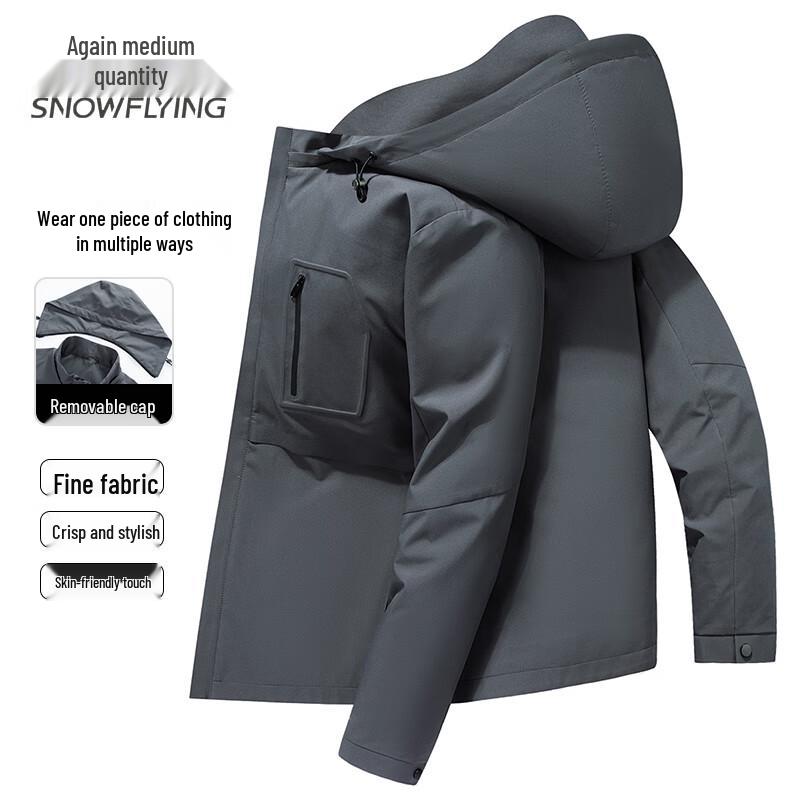 

SNOWFLYING Men s 2025 Detachable Hooded Jacket L
