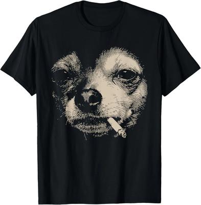 Rauchender Chihuahua Meme Lustiges Hundegesicht Y2K Grunge Hundegeschenk Unisex T-Shirt