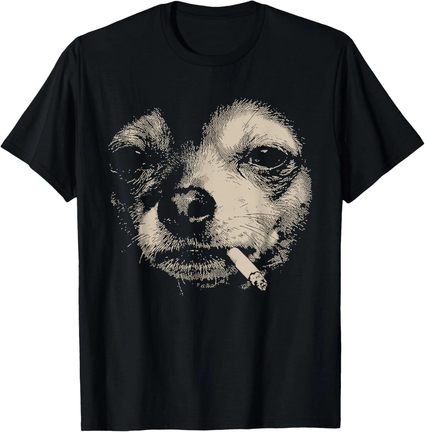 Smoking Chihuahua Meme Funny Dog Face Y2K Grunge Dog Gift Unisex T-Shirt 4XL