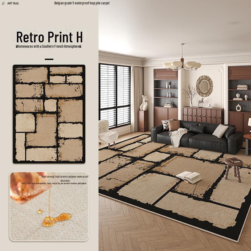 2025 Vintage French Living Room Carpet - Dirt-Resistant, Easy Care, Wash-Free, Light Luxury, High-End Floor Mat.