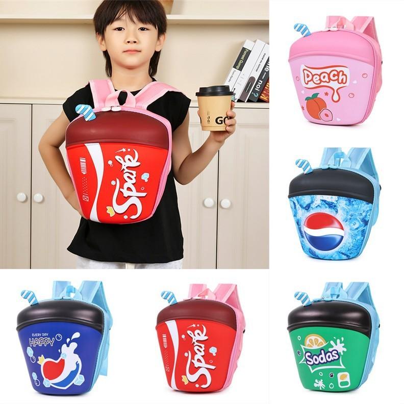 Printed Unisex Cola Cartoon Egg Shell Kids Backpack With Features Breathable