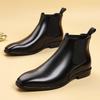 New Winter Fashion Patent Leather Chelsea Ankle Boots For Men's Casual Brand Designe Pointed Toe Shoes Zapatos Hombre High Tops