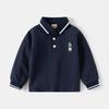 Kids Boys Long Sleeve Polo Shirt Turn Down Collar Casual Bottoming Tops