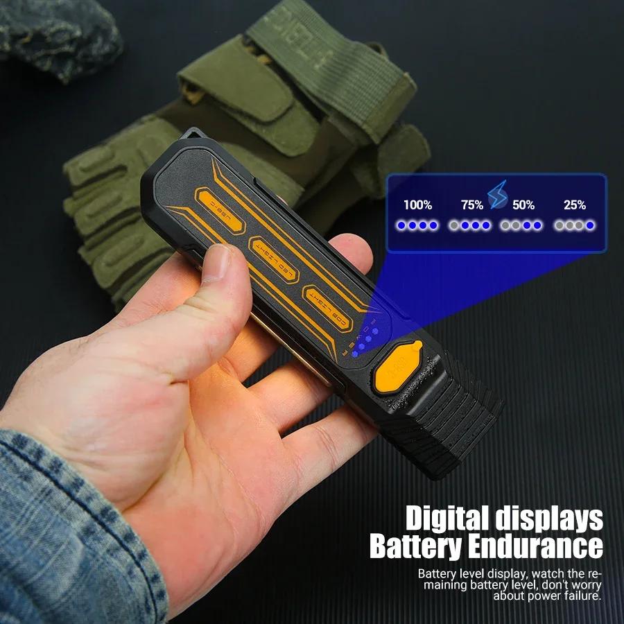 Outdoor LED High Gloss Flashlight Home Long-range Portable Type-C Charging Side Red Blue Warning Emergency Light Flashlight