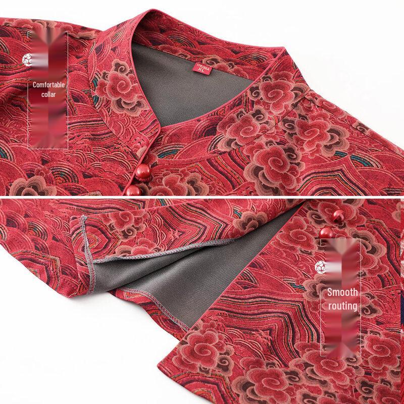 YUZHAOLIN Mid-Aged Women's Seven-Sleeve Loose-Fit Shirt