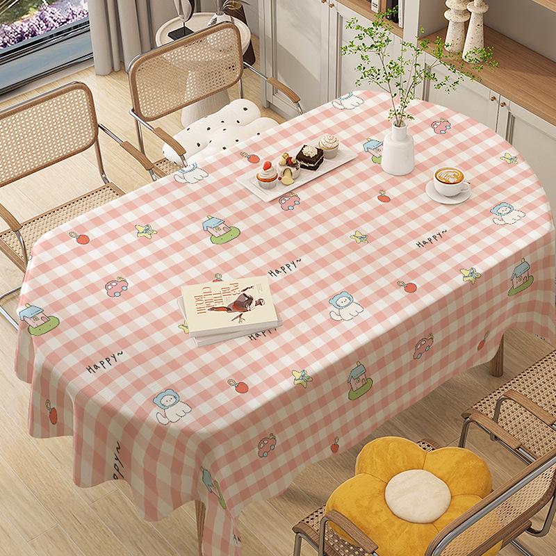 Cartoon Tablecloth Waterproof And Oil-Proof Leave-In Cream Tablecloth Dining Table Cloth Pvc Coffee Table Cloth Kindergarten Plaid Chair