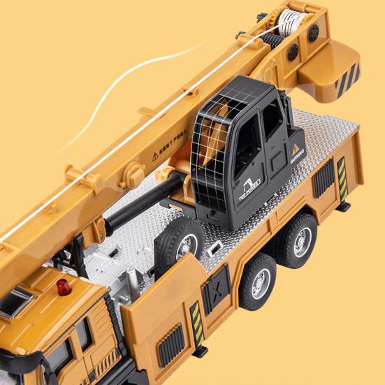 Children Engineering Truck Toy with Light & Sound Effect Flexible Long Arm Retractable Sling Simulation Lifting Crane Truck Model