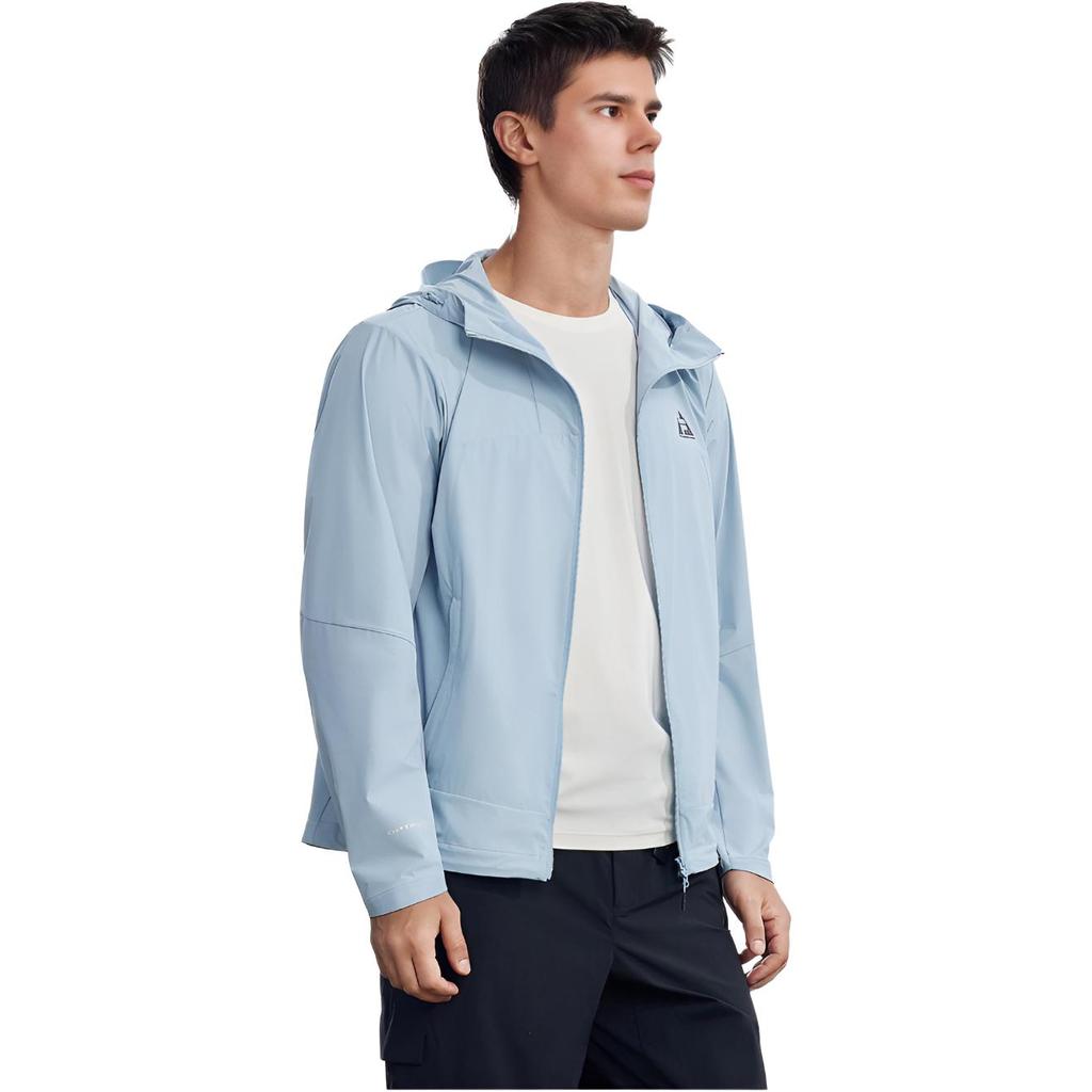 FILA Explore Classic Minimalist Casual Sports Outdoor Versatile Hooded Woven Jacket Men jackets Cyan-Gray-Blue A11M627708FBU