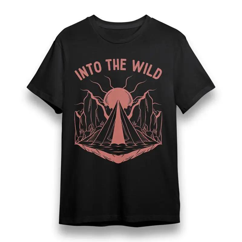 

Men S T Shirt With Into The Wild Black 100 Cotton Usa 5XL різнокольоровий
