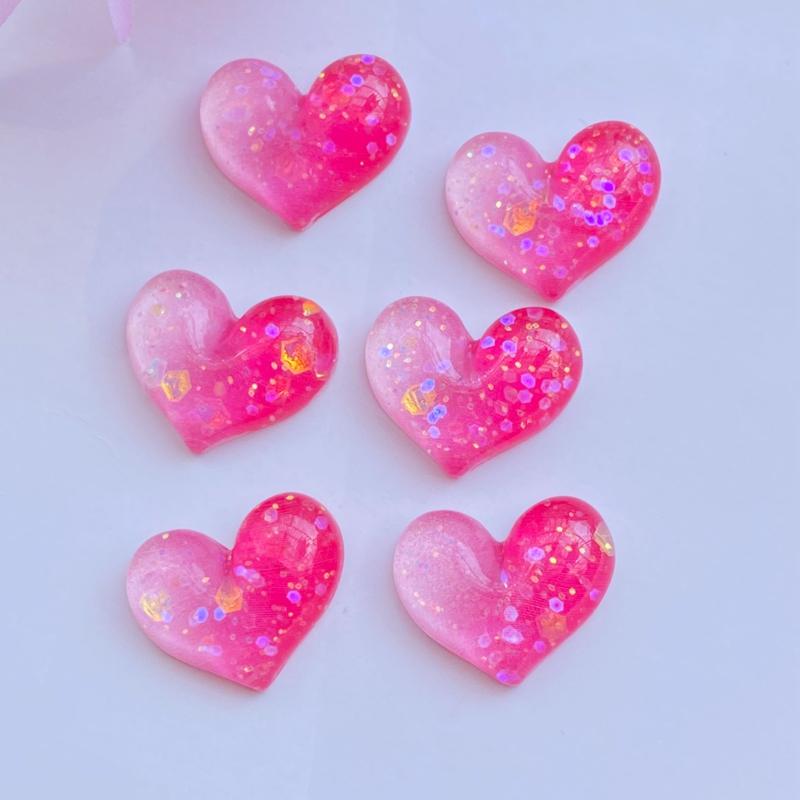 10Pcs New Cute Resin Mini Shining Heart Flat back Cabochons Scrapbooking DIY Jewelry Craft Decoration Accessories