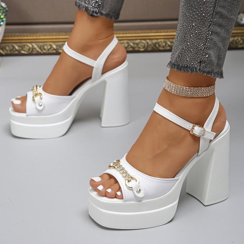 Foreign Trade Platform Super High Heels Plus Size Open Toe Buckle Strap Rose Red Sandals Women