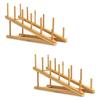 Good-2 PCS Wooden Dish Rack Bamboo Plate Rack Stand Pot Lid Holder, Dish Drying Rack Kitchen Cabinet Organizer For Dish Plate