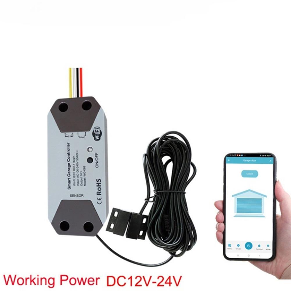 Wireless Smart Garage Door Opener Controller with Magnetic Sensor for For TUYA 12V 24V Compatible with Voice Commands