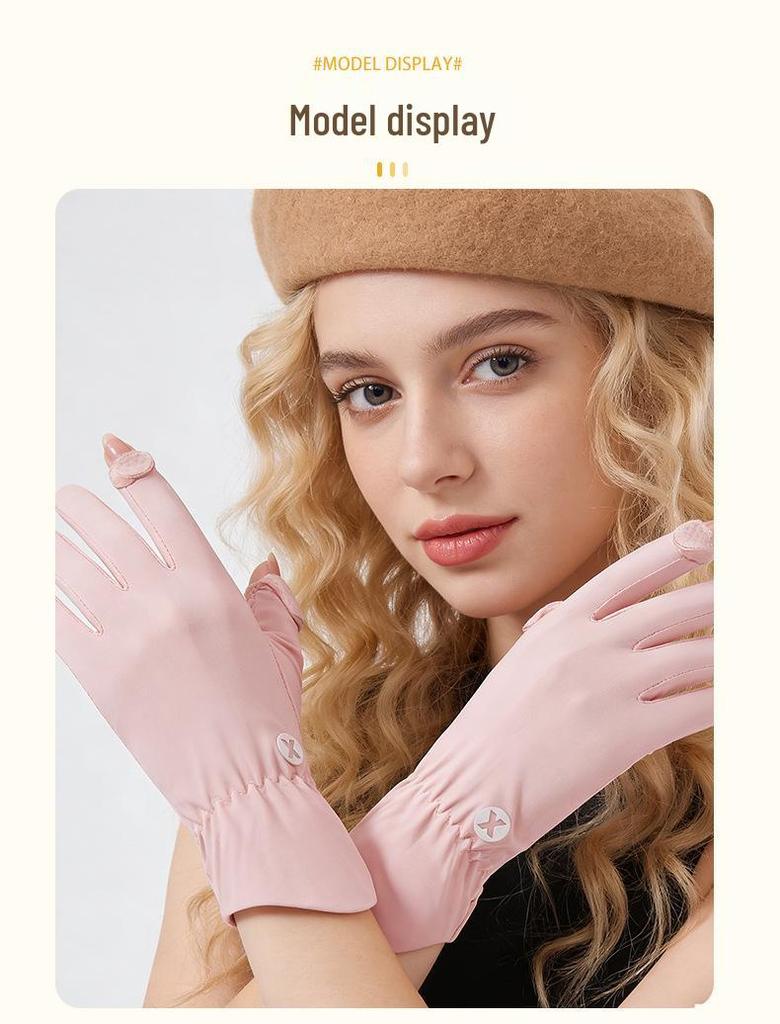 Women's Fingerless Ice Silk Cycling Gloves - UV Protection, Non-Slip, Breathable Summer Outdoor Sports Gloves