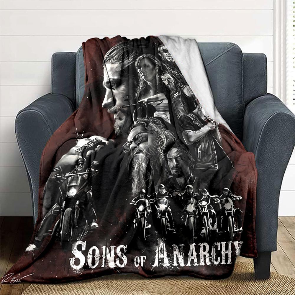1ks Sons of Anarchydeka Měkký flanel, Útulný Polyester pro všechna roční období, Perfektní pro domov, kancelář