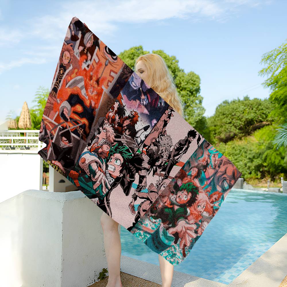 My Hero Academia Cool Cartoon Microfiber Blanket Quick Drying Beach Towels Oversized Printing Super Absorbent Pool Towel Blanket
