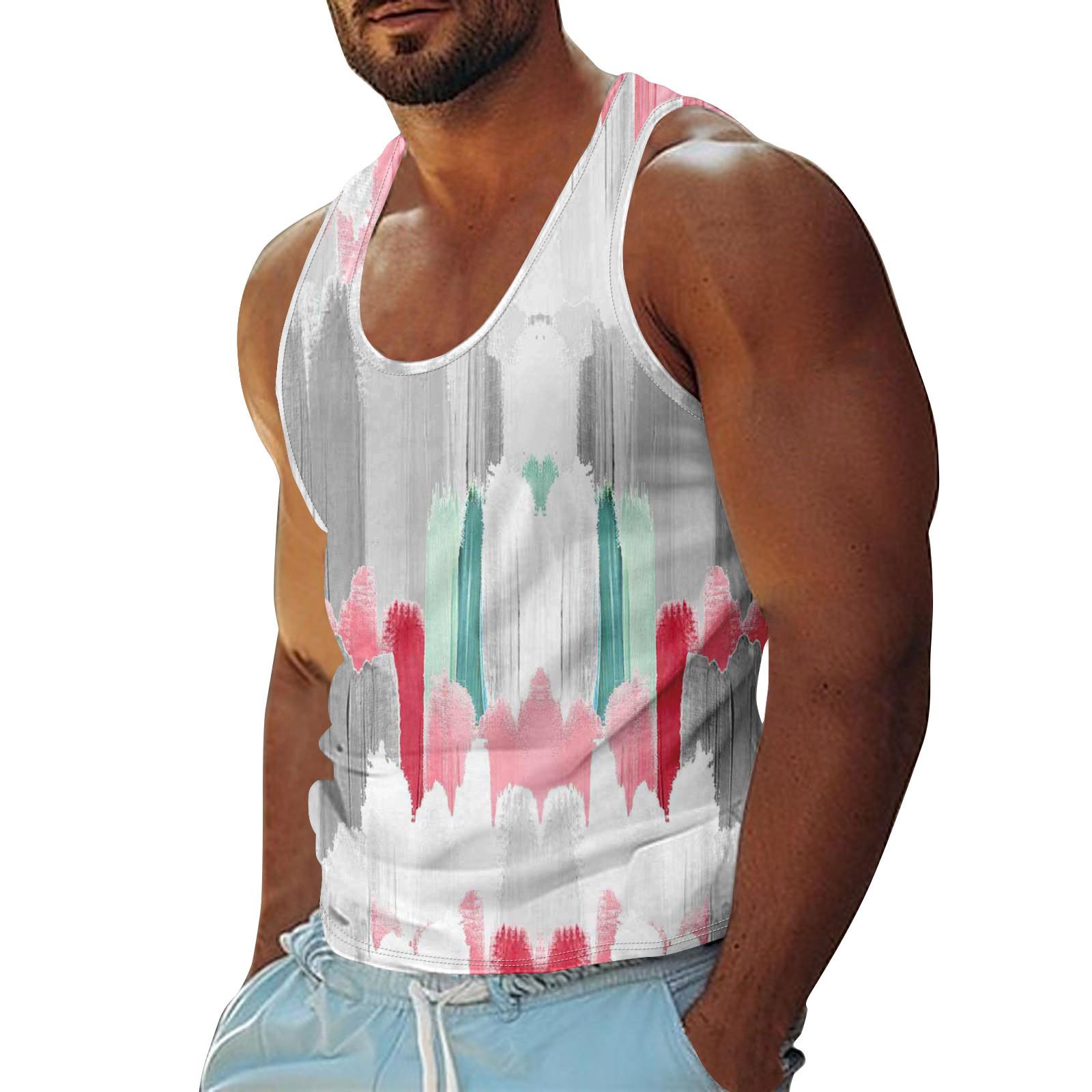 

Мужская летняя пляжная майка для серфинга, повседневная дышащая майка без рукавов, свободная майка с принтом L белый