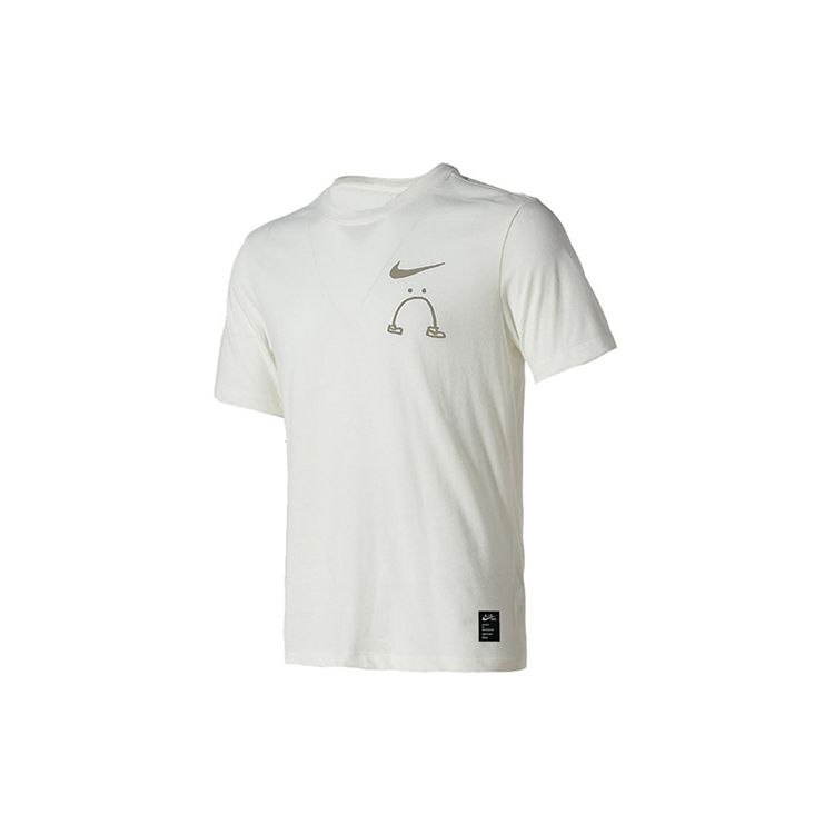 Nike Camiseta de Manga Corta con Estampado de Logotipo de Letra de Dibujos Animados Unisex Tops Blanco AO0624-100