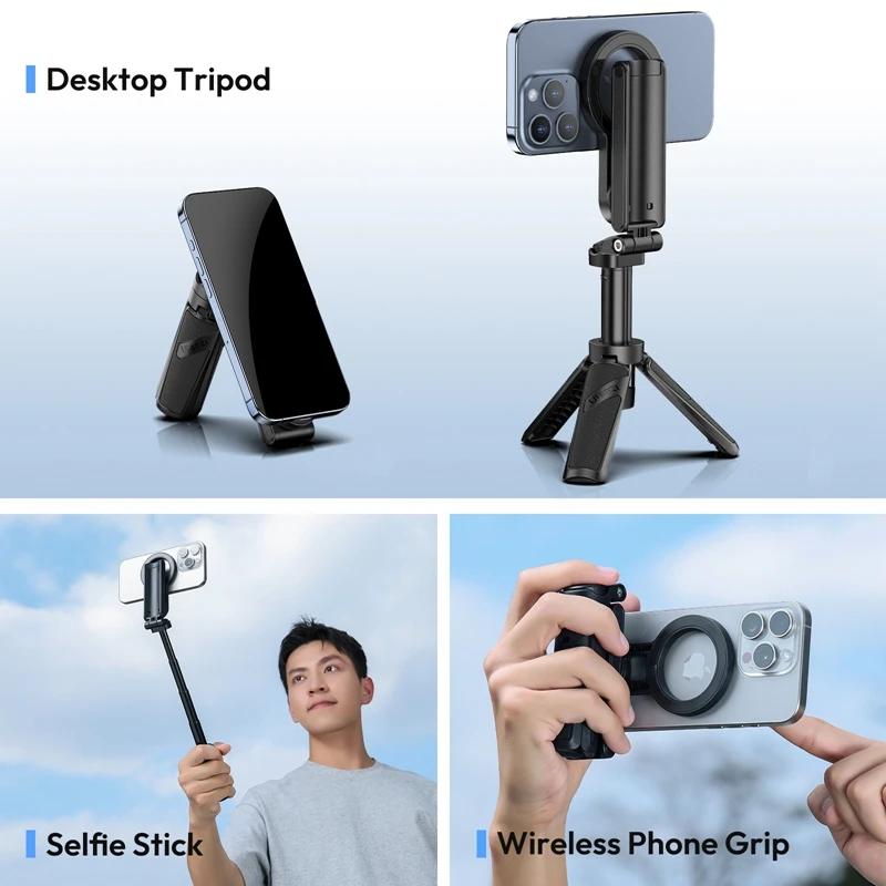 Ulanzi JJ03 Magnetic Phone Tripod Wireless Handle Selfie Stick Desktop Foot Suitable iPhone 16/15/14/13 Pro Max