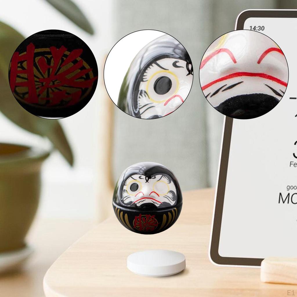 Kleine Keramik Daruma Puppe Japanische Kunst Skulptur Sammlerstück Tischmittelstück Dharma Dekoration