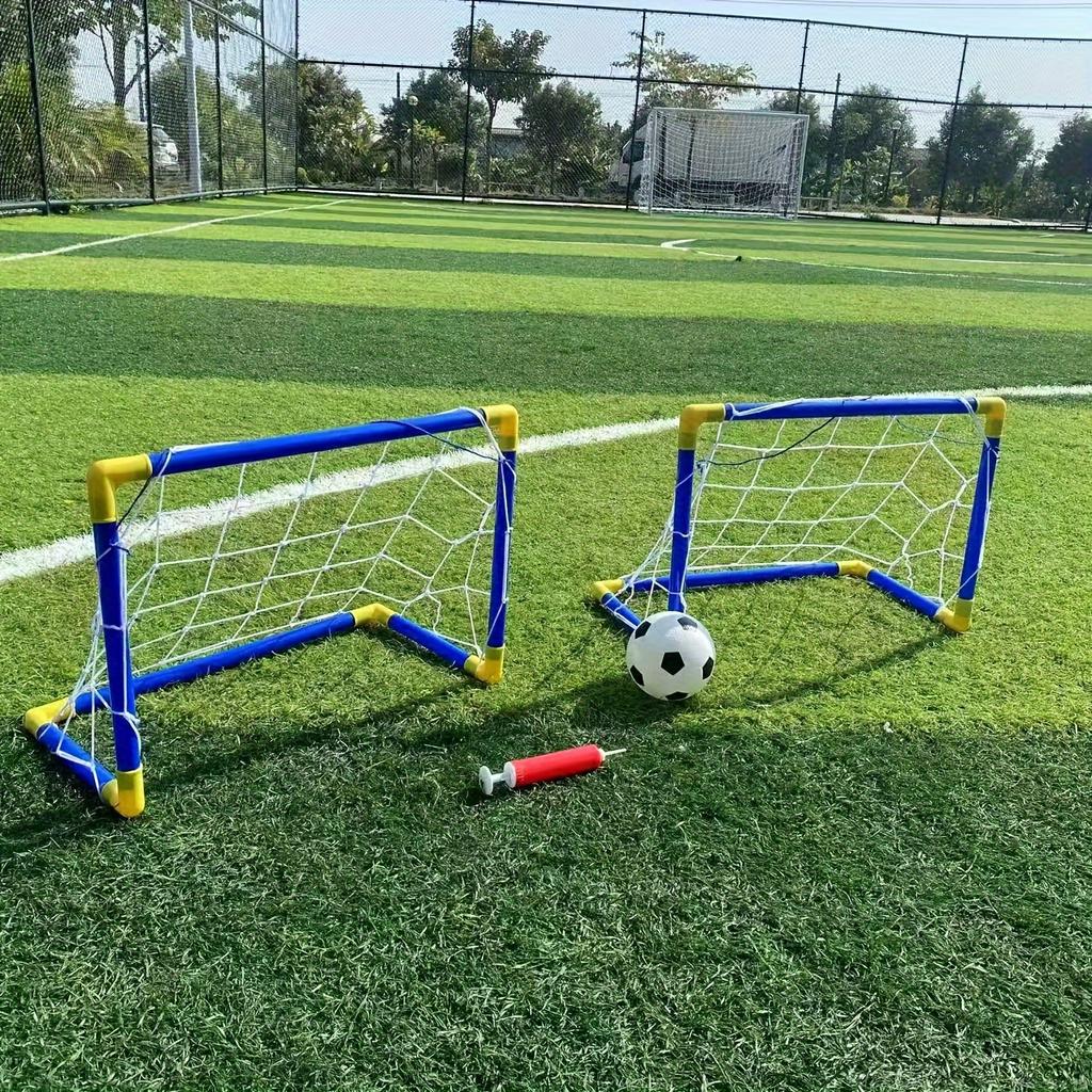 Monterat Fällbart Fotbollsmål Set, Bärbar Sportleksak, Lämplig för Inomhus/utomhusaktiviteter, Barnpresent Fotboll
