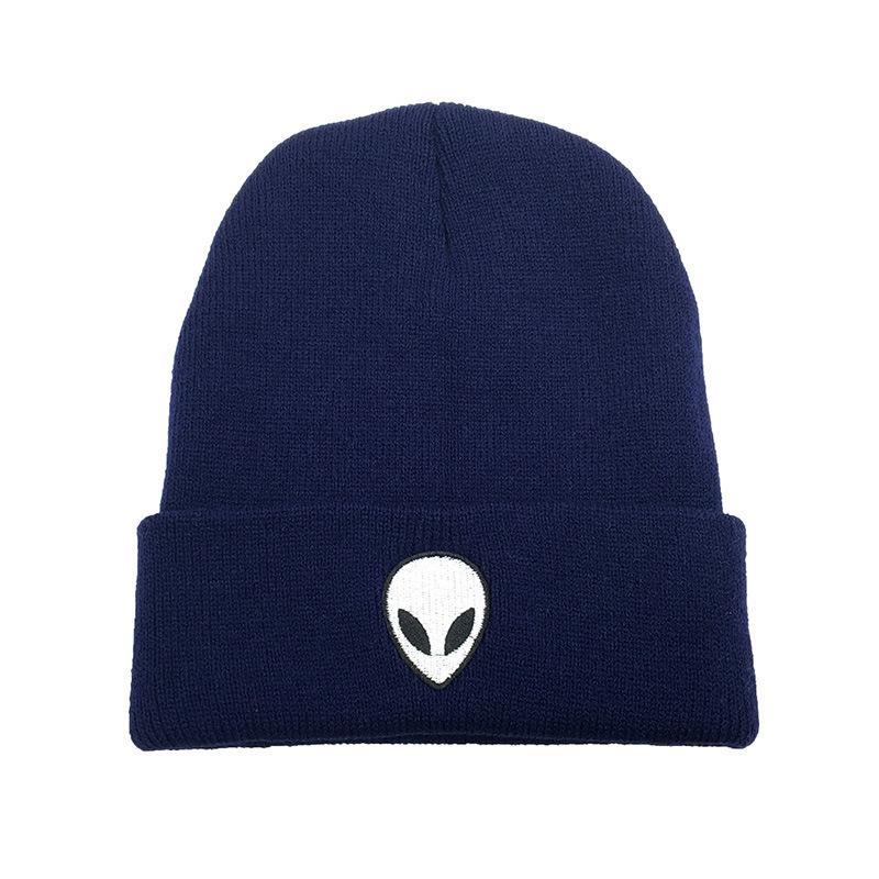 European and American New Alien Skull Embroidered Wool Knitted Hat Men's and Women's Autumn and Winter Thermal Hat Cold Hat