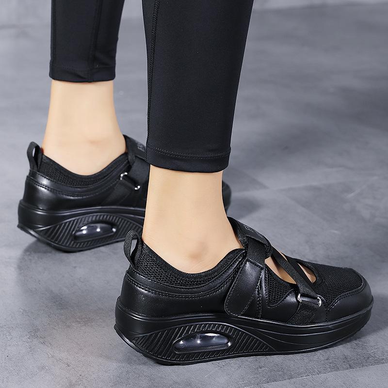 Außenhandel Damenschuhe Sportschuhe leichte weiche Sohle lila erhöhende Schuhe Plateau Rocking Schuhe Klettverschluss Schuhe Luftkissen Krankenschuhe