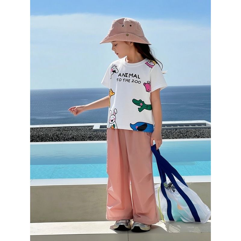 Brand Foreign Trade Children's Clothing 2026 Summer New Style Girls' Pure Cotton Cartoon Print Short-Sleeve T-Shirt Children's Clothing Ins
