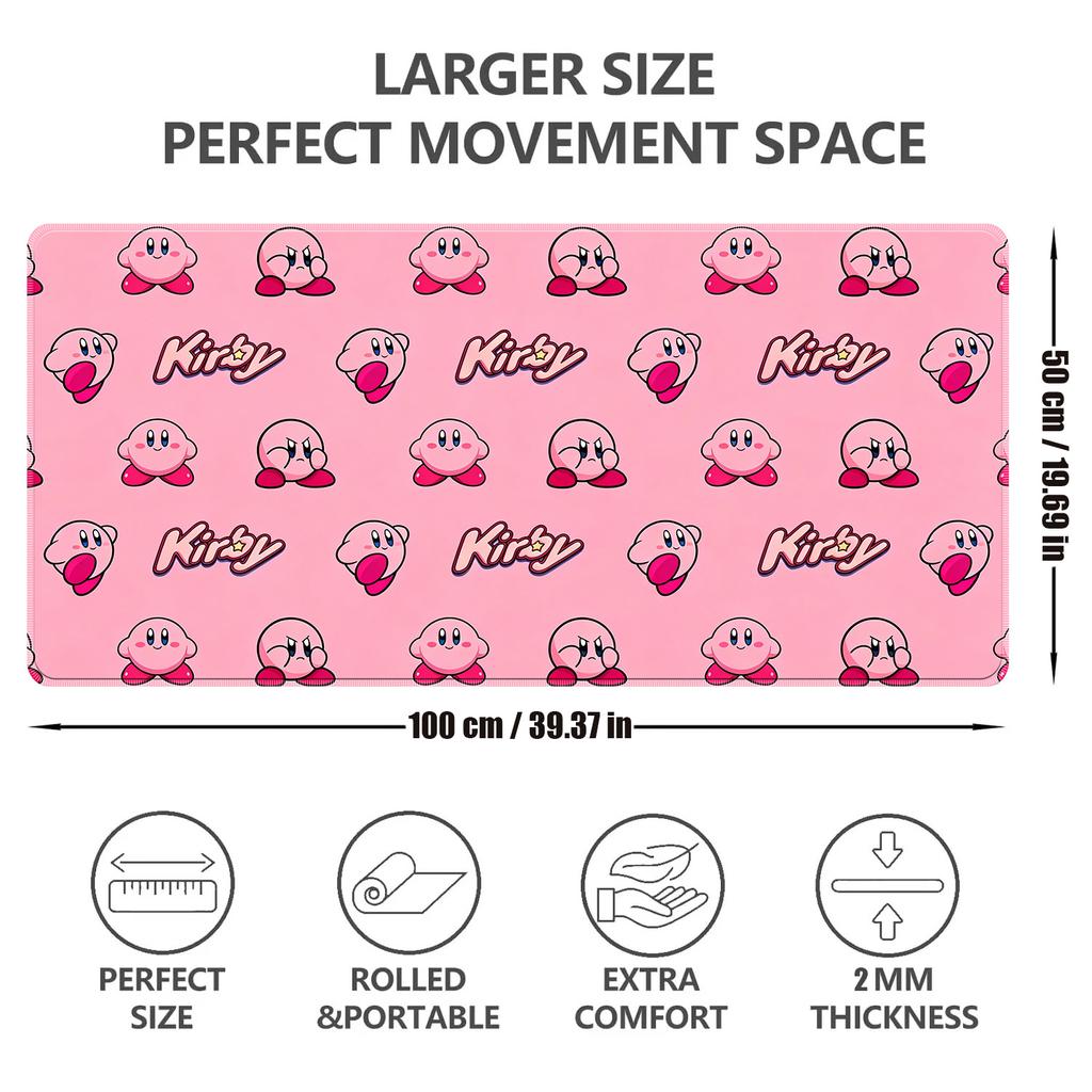Mauspad Drucken Laptop Erweitertes Schutzpad HD Computerspiel Mauspads Cartoon K-Kirby Zubehör Tastatur XXL Schreibtischunterlage