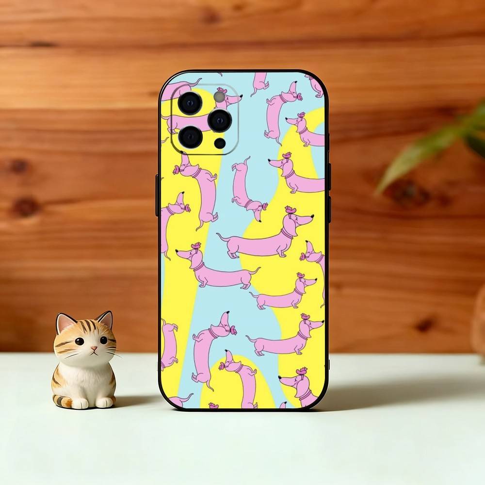 C-Cute C-Cartoon D-Dackel Handyhülle Für iPhone 17, 16,15,14,13,12,11 Plus,Pro Max, Andere Weiche Schwarze Hülle