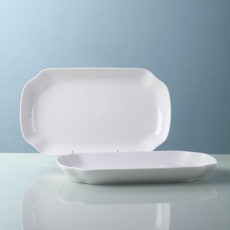 Haoya 12-inch Pure White Ceramic Steaming Fish Plate Set