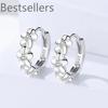 925 Sterling Silver Small Rose Flower Round Hoop Earring AAA Zircon For Women Female Charm Engagement Wedding Jewelry