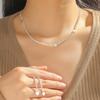 Fashion Rhinestone Love Necklace Earrings Set, Shiny Bridal Necklace Earrings