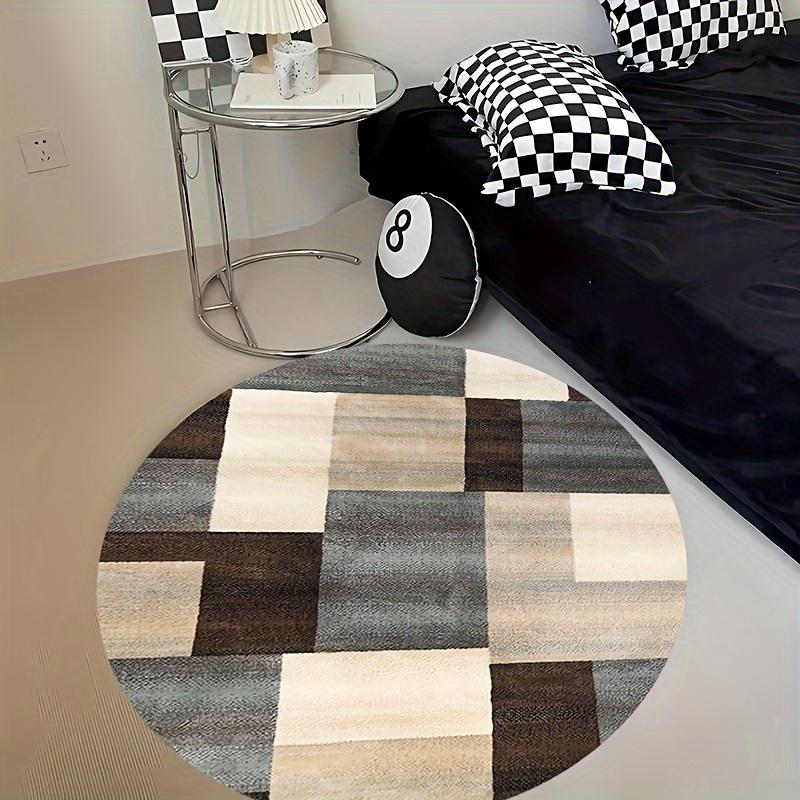 Rustic Medallion Round Area Rug Geometric Circular Floor Carpet Non-Slip Welcome Door Mat for Home Entrance Porch Decor