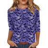 Women's Fashion Casual Round Neck 3/4 Sleeve Loose  Printed T-Shirt Ladies Top