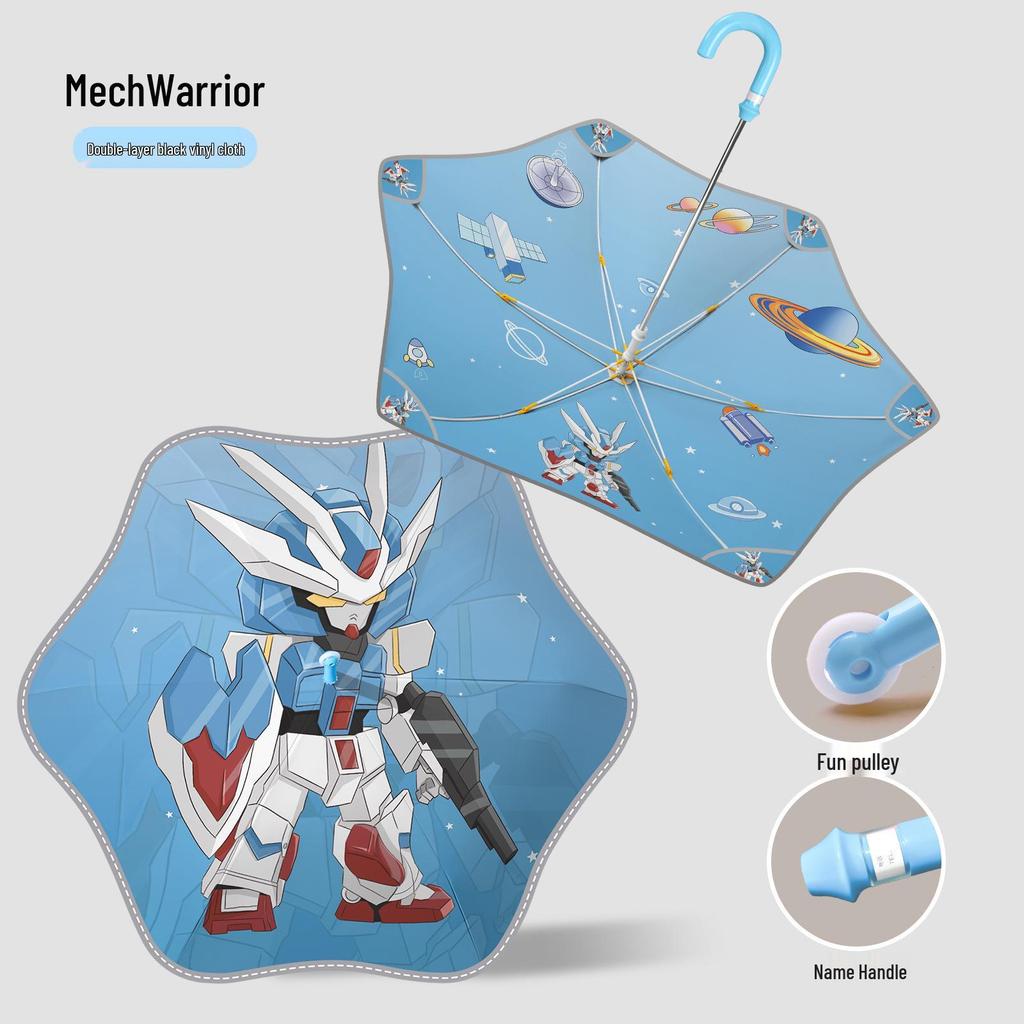 Children's Cartoon Umbrella: Safe, Rounded Corners, Anti-Puncture, Lightweight, Long Handle for Kindergarten & Elementary Boys and Girls.