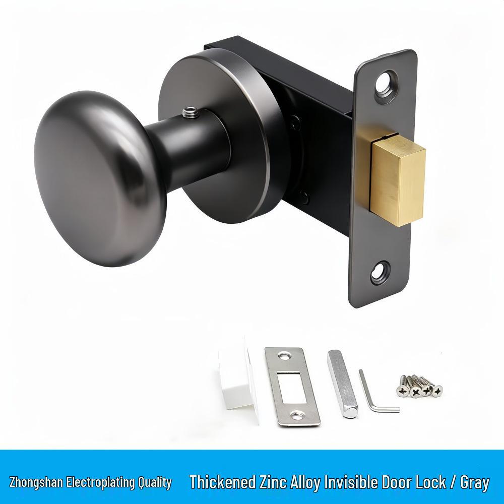 Gray Concealed Invisible Bedroom Door Handle with Hidden Solid Ball Lock