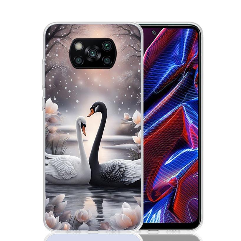 Black Swan Noble Phone Case For Xiaomi Poco X7 X6 X5 Pro F7 Ultra Redmi 15C 15 13 13C 12 12C 10 10A 10C 9 9A 9C 9T Cover Poco X7